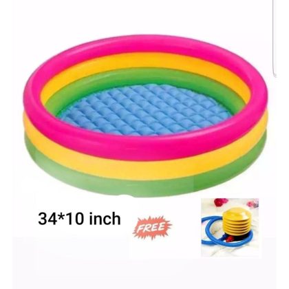 Baby Bath Tub, Baby Swimming Pool with Pumper (34 X10inch) – Multicolor