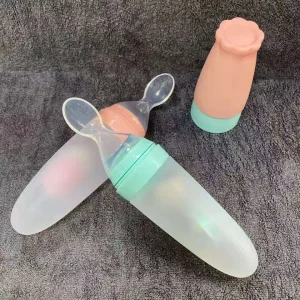 1pcs 110ml Soft Silicone Squeezing Feeding Bottle – Rice Paste & Cereal Food Feeder
