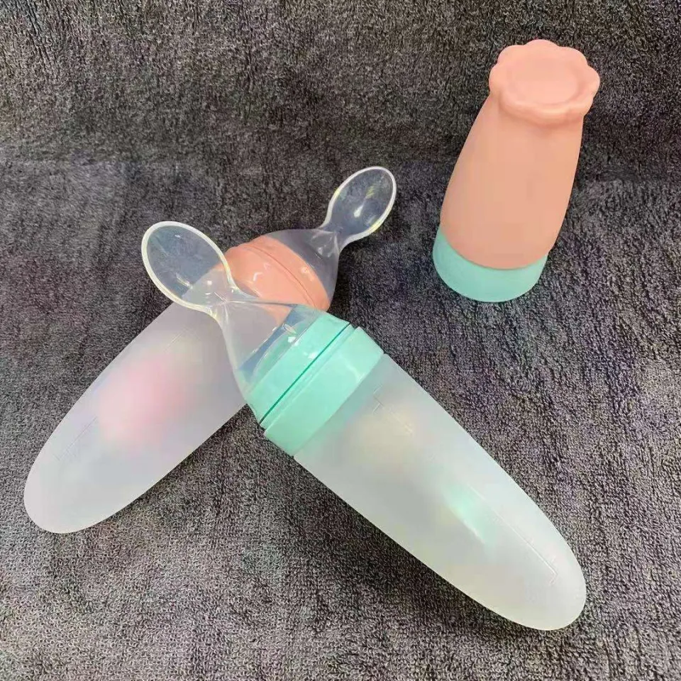 1pcs 110ml Soft Silicone Squeezing Feeding Bottle – Rice Paste & Cereal Food Feeder