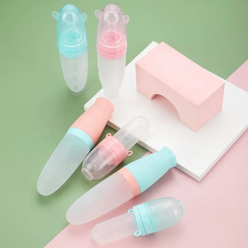1pcs 110ml Soft Silicone Squeezing Feeding Bottle – Rice Paste & Cereal Food Feeder - Image 2